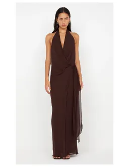 Bec and Bridge Soneva Wrap Halter Dress in Dark Chocolate Brown Size 10 / M AU for rent on The Volte - image 1