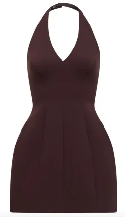 Riley Petite Structured Halter Mini Dress chocolate size 10  for rent on The Volte - image 5
