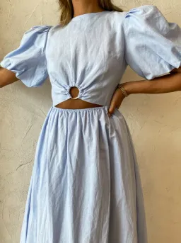 By Nicola Dahlia Ring Detail Maxi Dress In Sky for rent on The Volte - image 2