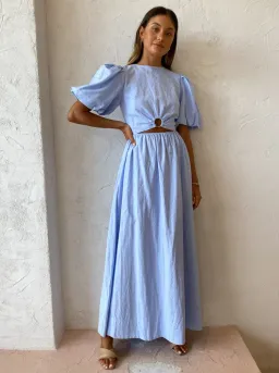 By Nicola Dahlia Ring Detail Maxi Dress In Sky for rent on The Volte - image 4