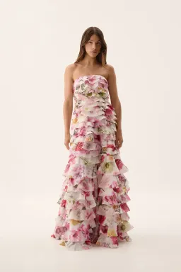 Aje / Fleur Pleated Gown / Collage Floral / Size 16 for rent on The Volte - image 1