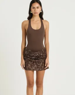 Benni Ariel Mini Dress in Cocoa Brown Size 8 for rent on The Volte - image 5