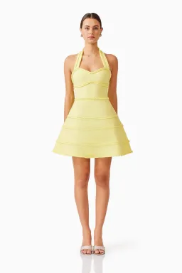 Elliatt Katlyn Halter Mini Dress in Lemon Yellow Size 10 for rent on The Volte - image 1