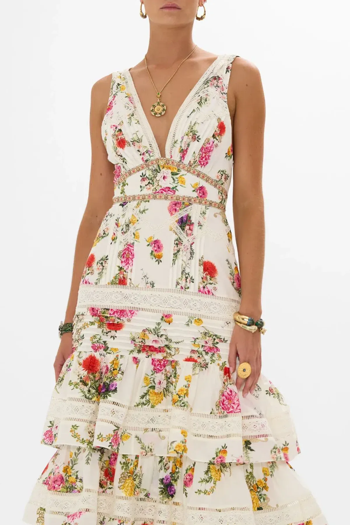 Camilla Tiered Ruffle Hem Dress Egyptian Rose (M/AU 12) - Image 5