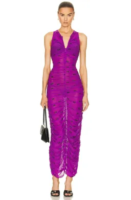Ganni Printed Mesh Ruched Dress size 8 for rent on The Volte - image 5
