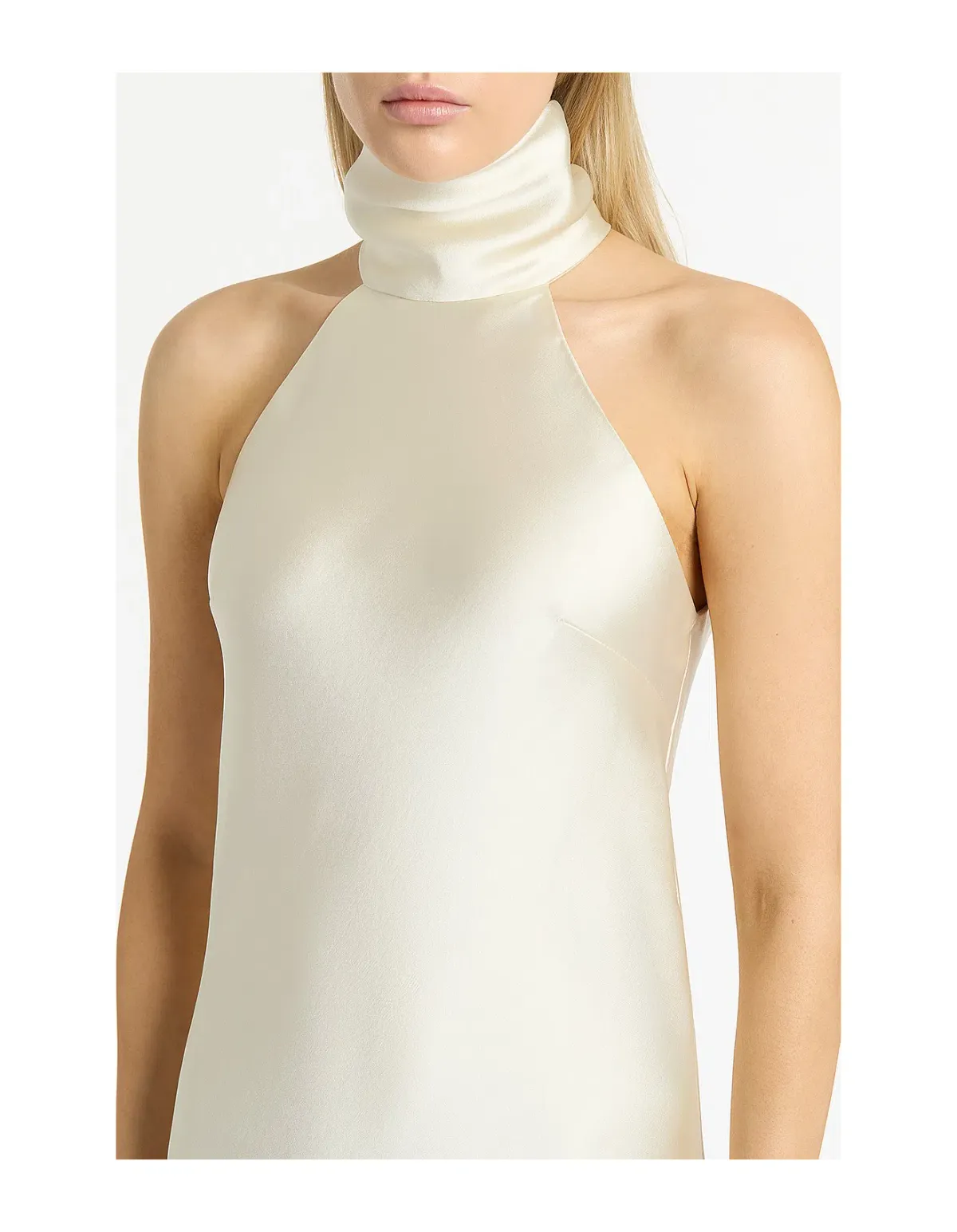 Carla Zampatti Ivory Satin Bias Maxi Dress Size 8  - Image 4