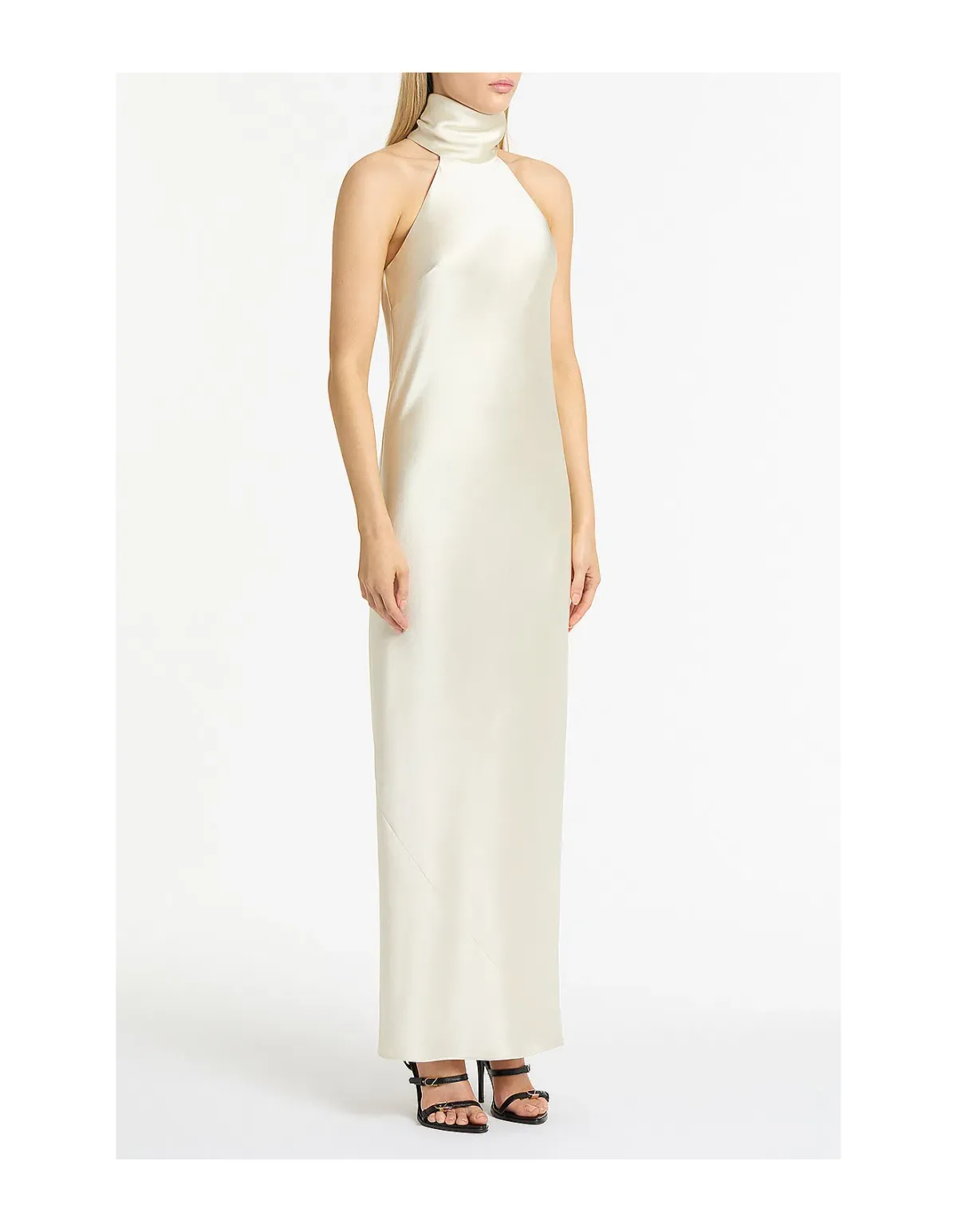 Carla Zampatti Ivory Satin Bias Maxi Dress Size 8  - Image 3