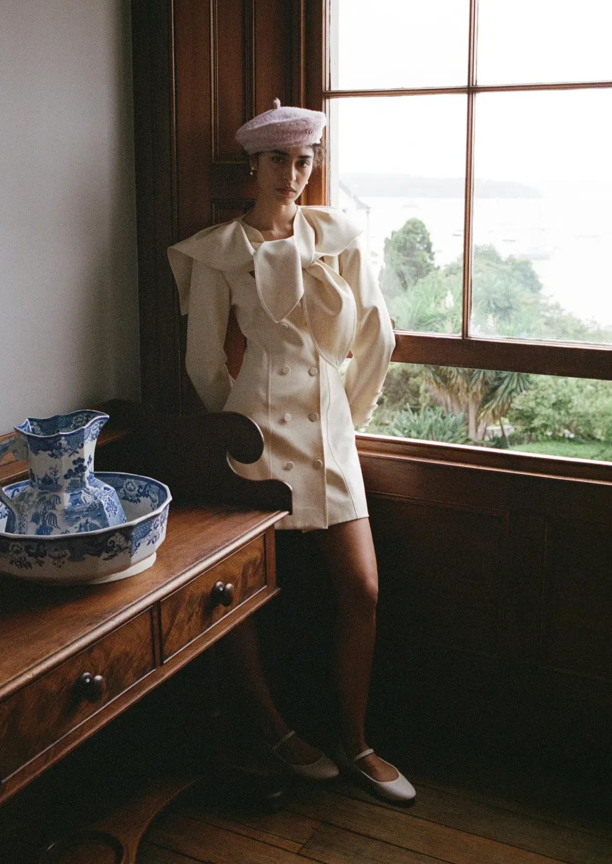 Lovaan Evelyn Dress Poly Linen Spandex Meringue Size 12 - Image 2