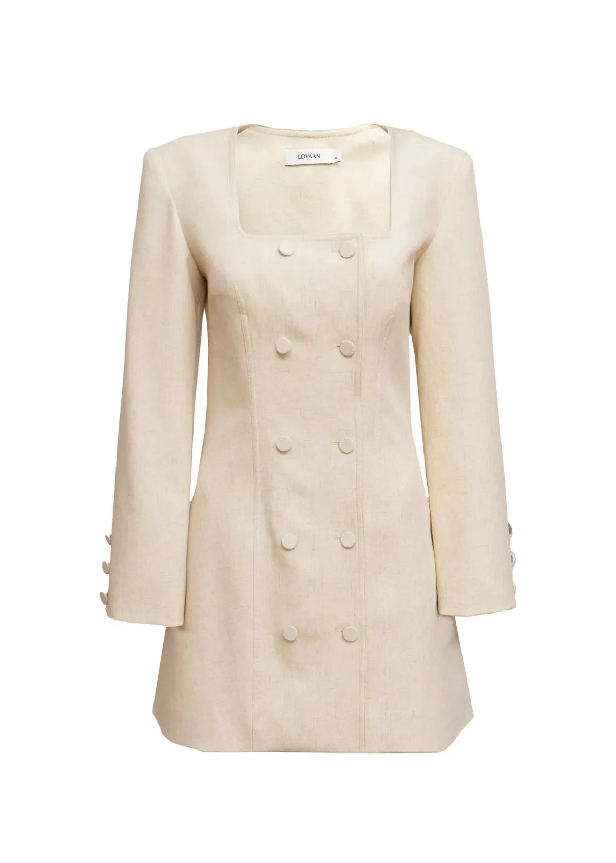 Lovaan Evelyn Dress Poly Linen Spandex Meringue Size 12 - Image 5