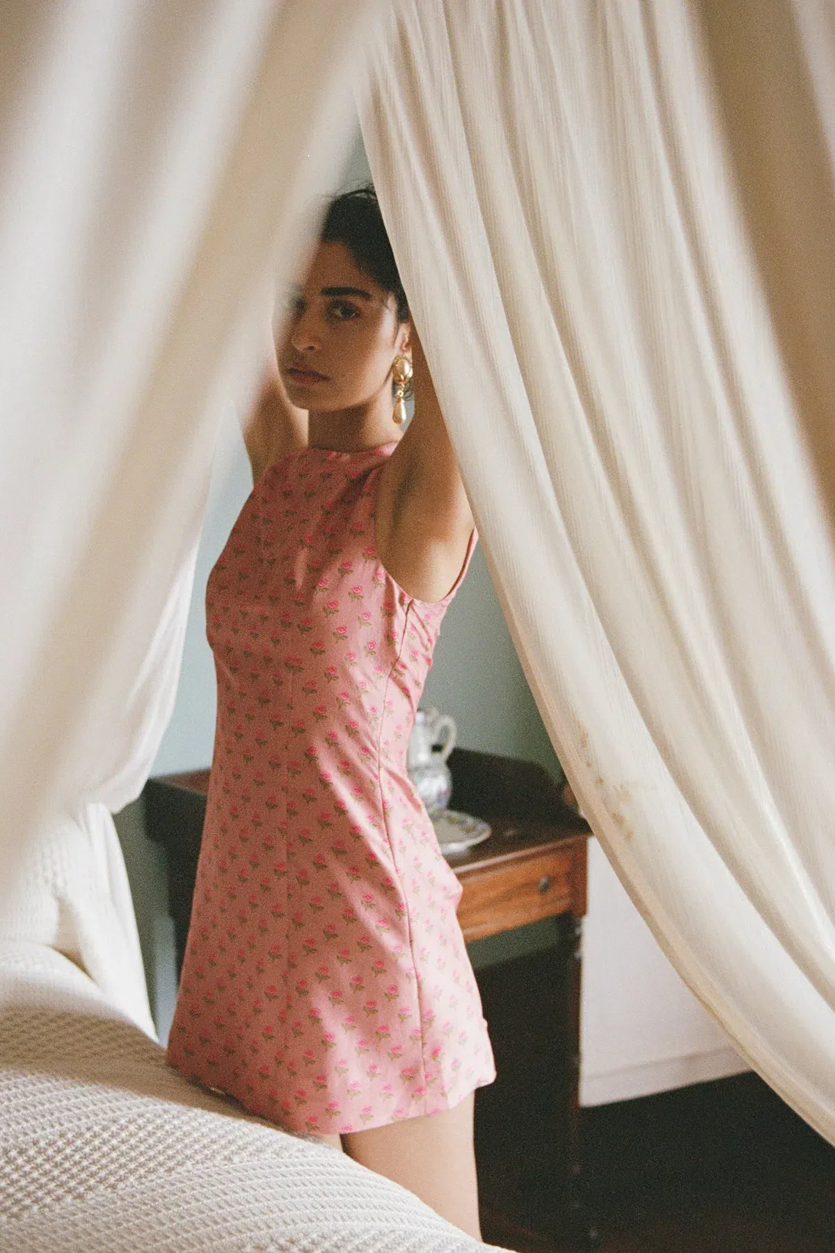 Lovaan Harper Rose Dress Silk Tiny Rose Print Size 8 - Image 4