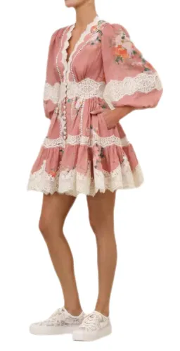 Zimmermann Everley Lace Trim Mini Dress Size 1 for rent on The Volte - image 1