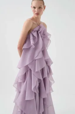 Aje Pandorea Layered Maxi Dress | Lilac Size 8 for rent on The Volte - image 5