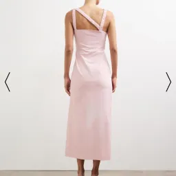 Lover Kilian Asymmetric Tuck Midi Dress in Baby Pink Size 10  for rent on The Volte - image 2