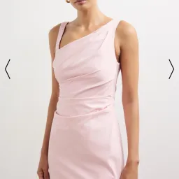 Lover Kilian Asymmetric Tuck Midi Dress in Baby Pink Size 10  for rent on The Volte - image 3