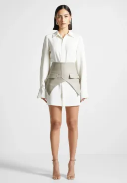 Manière De Voir Corset Shirt Dress - White/Beige for rent on The Volte - image 4