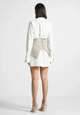 Manière De Voir Corset Shirt Dress - White/Beige for rent on The Volte - image 3