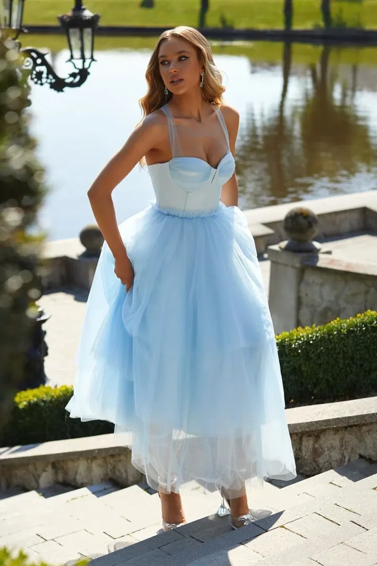 Alamour Jolie Corset Dress in Baby Blue Size S - Image 1