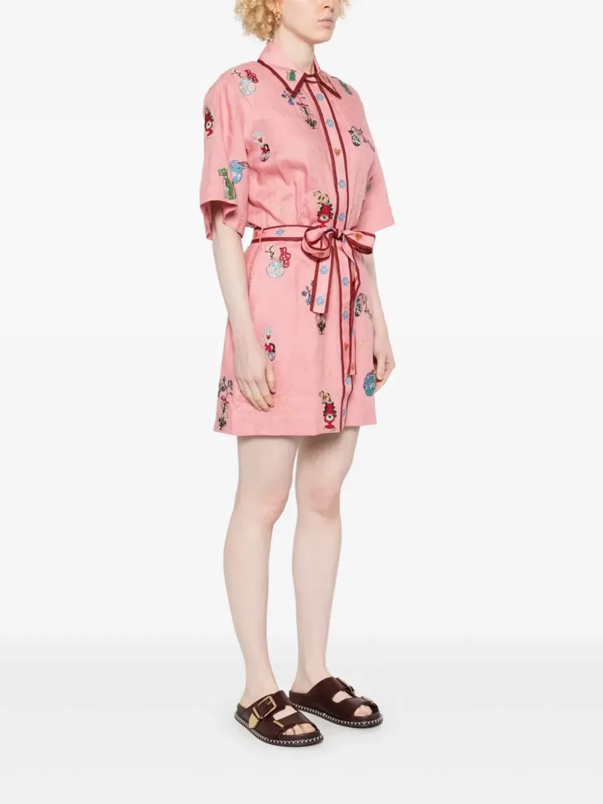 ALEMAIS Timmy Embroidered Mini Dress Pink Size 10 AU - Image 9