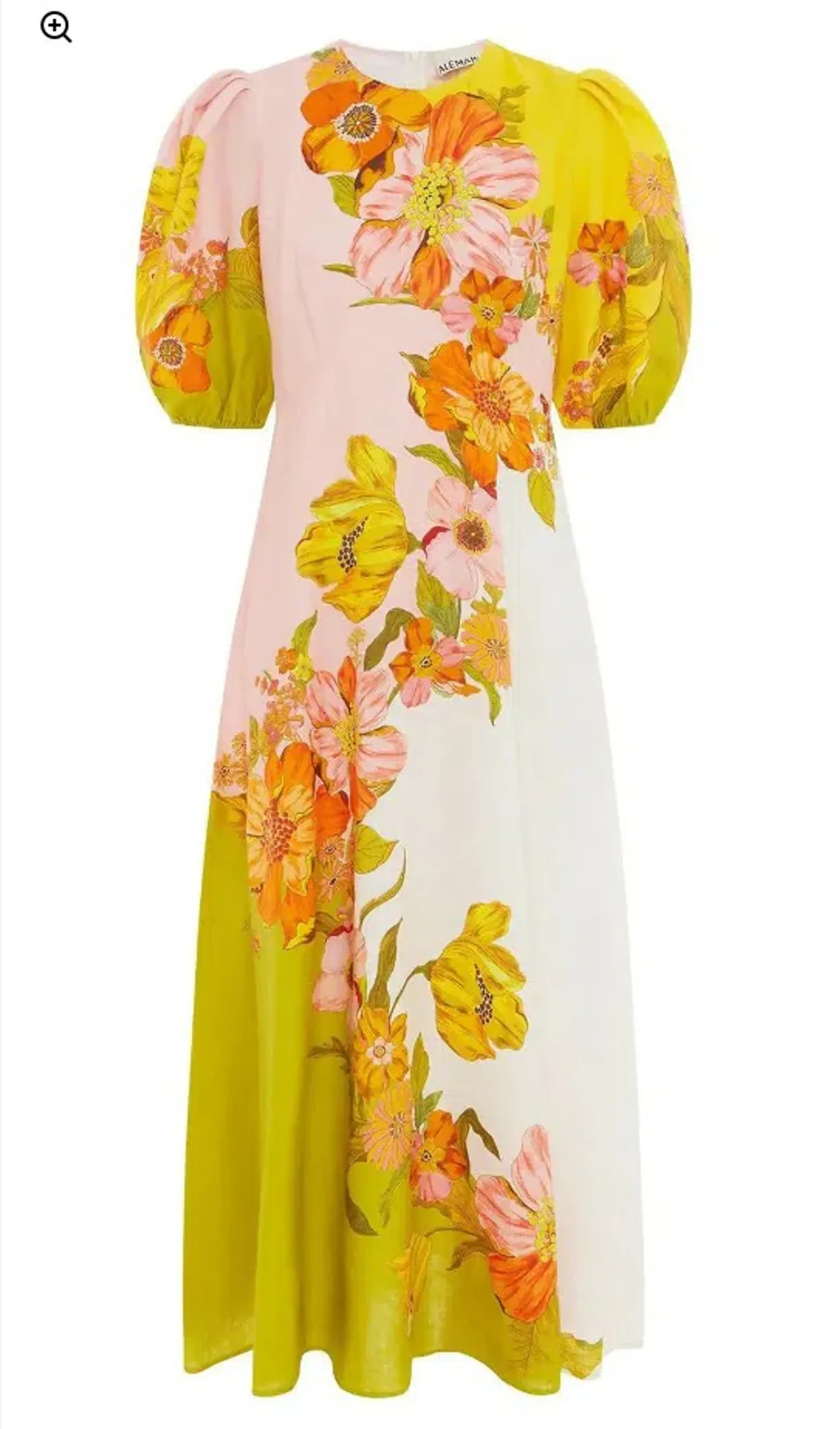 Alemais Silas Midi Dress Yellow Pink Floral Print Size 10 - Image 3