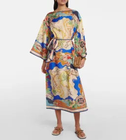 Zimmermann Alight Map Print Silk Midi Dress Size 4 / Au 16 for rent on The Volte - image 1