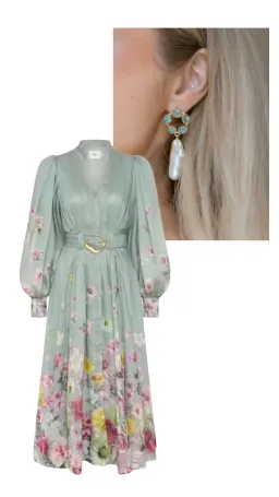 AJE MIDI FLEUR SHIRT DRESS MIST COLLAGE FLORAL 16 for rent on The Volte - image 1