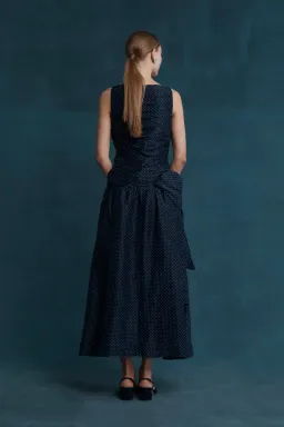 Lovaan Ophelia Dress Silk/Linen Royal Dot Size 10 for rent on The Volte - image 3