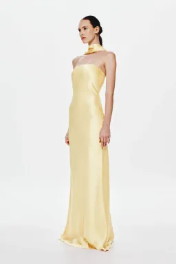 Misha Lilia Satin Dress Yellow Size S for rent on The Volte - image 2