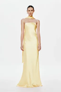 Misha Lilia Satin Dress Yellow Size S for rent on The Volte - image 1