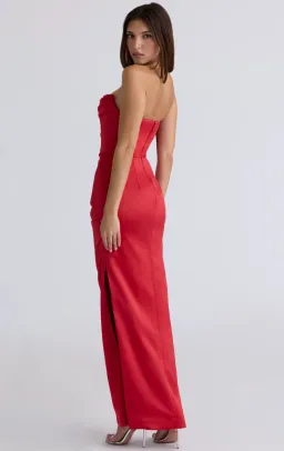 House of CB Adrienne Gathered Strapless Gown (RED) size 8 for rent on The Volte - image 3