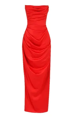 House of CB Adrienne Gathered Strapless Gown (RED) size 8 for rent on The Volte - image 6