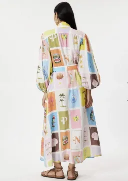 Palm Noosa Noddy Cartagena Dress Size 6  Linen Belted Long Sleeves Button Thru for rent on The Volte - image 2