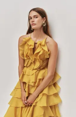 Aje Cleo Gown in Yellow Chartreuse Size 4 for rent on The Volte - image 2