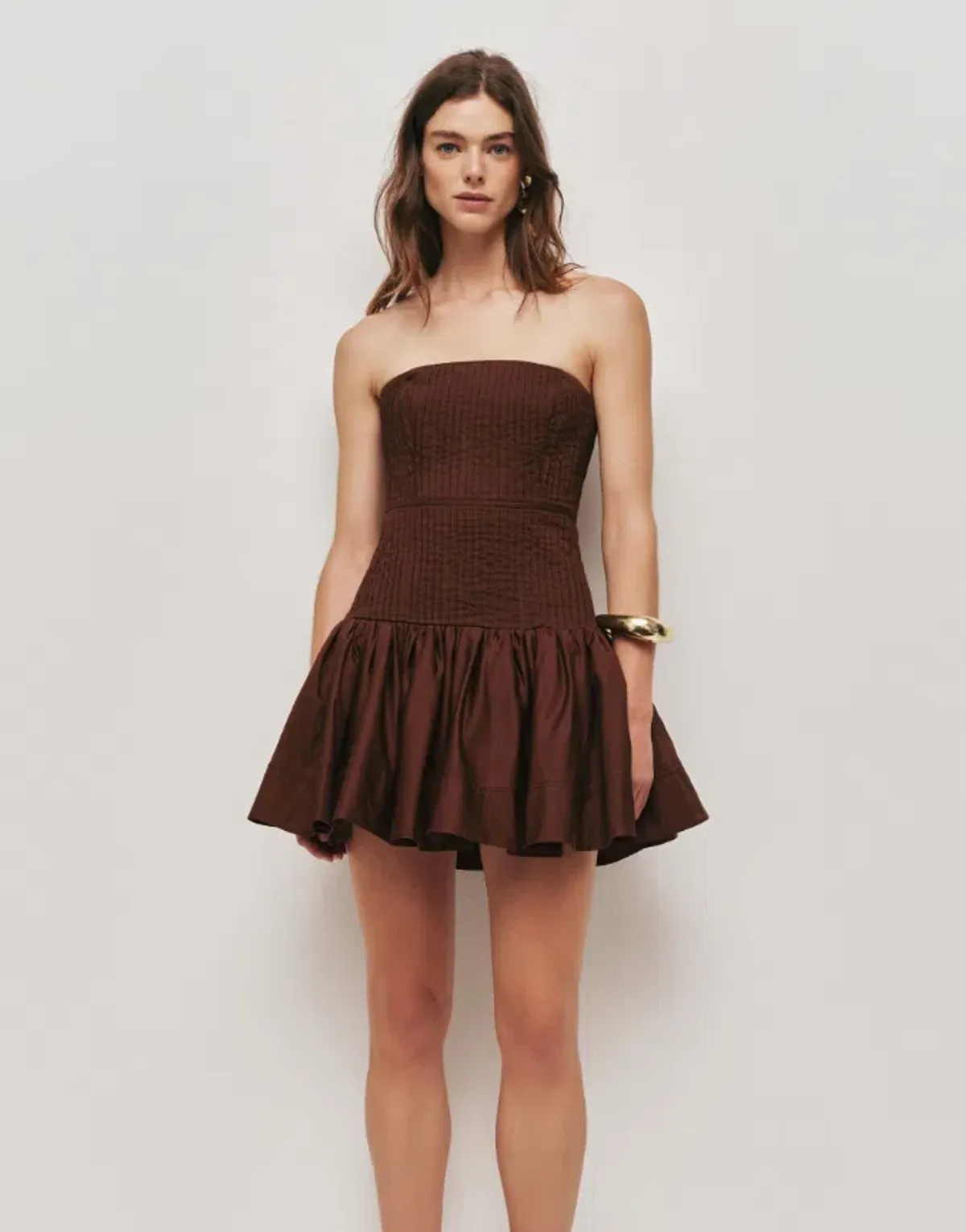 Vacation Mini Dress in Chocolate  - Image 1
