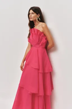 Aje Selestia Maxi Gown in Pink Magenta Size 10 for rent on The Volte - image 2