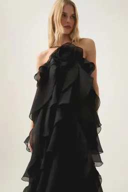 Aje Pandorea Layered Maxi Dress in Black Size 12 for rent on The Volte - image 3