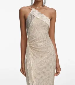 Self-Portrait CHAMPAGNE RHINESTONE LACE TRIM MAXI DRESS in AU6 for rent on The Volte - image 3