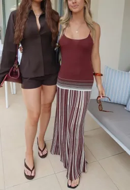 Faithfull the Brand Cecile Maxi Accordion Stripe Bordeaux Size 6 for rent on The Volte - image 2