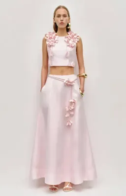 Aje Camille Skirt Size 6 and Flower Top Size 8 Pastel Baby Pink for rent on The Volte - image 1