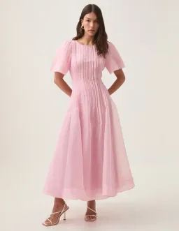 Aje Nova Pleated Midi Dress - Chalk Pink - Size 12 for rent on The Volte - image 1