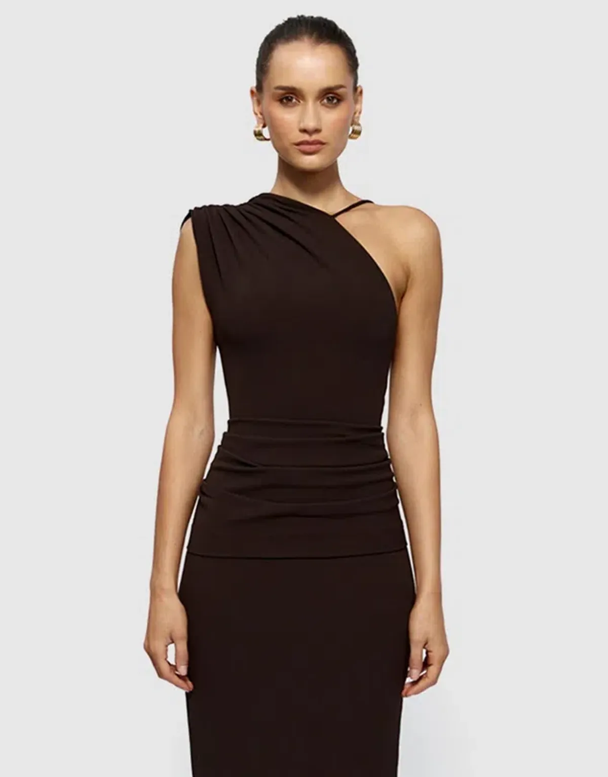 Effie Kats Greer Gown Asym in Coffee Chocolate Brown in Size XS / 6 AU - Image 6