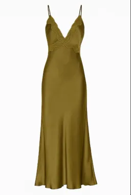 Spell Boudoir Slip Midi Dress Olive Green Size XS /Au 6  for rent on The Volte - image 5