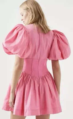 Aje Gianna Pink Cotton Puff Sleeve Dress Size 8 Mini Short Length for rent on The Volte - image 2
