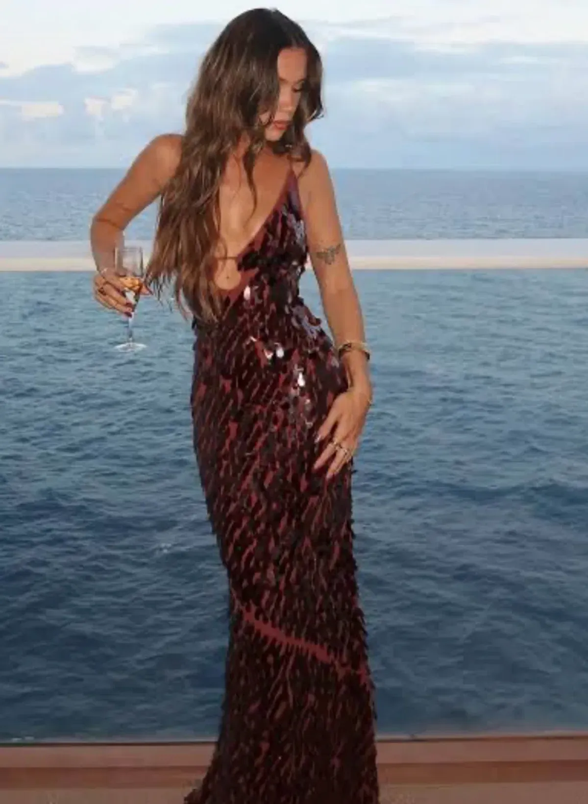 MISHA THE SAPPHIRE SEQUIN MAXI DRESS FIG in XS / AU 6 - Image 2