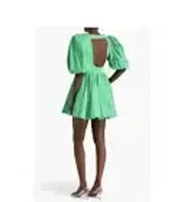 Aje Colette Abstract Cut Out Mini Dress BNWT Grass Green AU10 US 6 Puff Sleeves for rent on The Volte - image 2