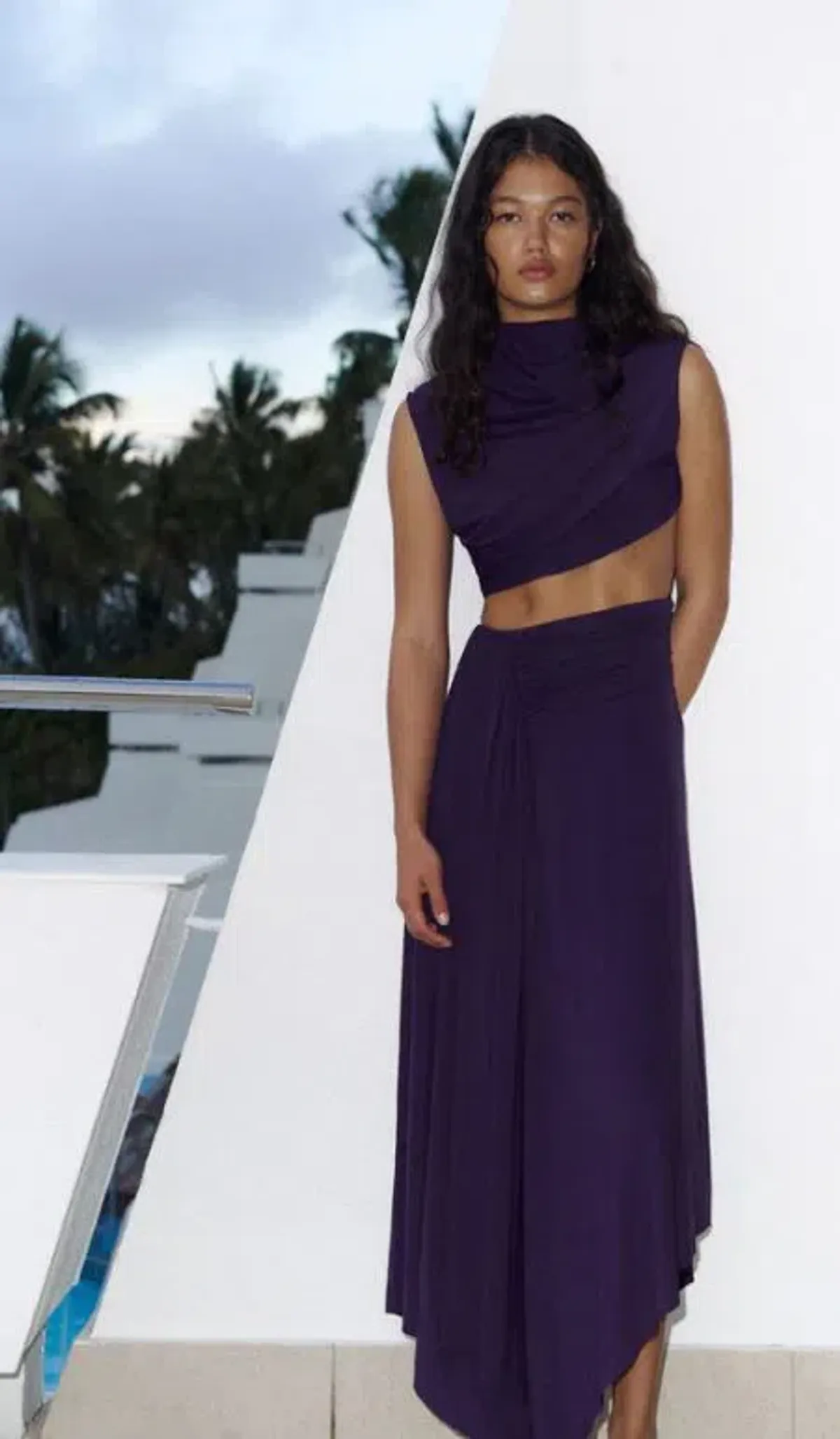 Bec and Bridge Leihla Draped Midi Dress in Deep Violet Size 6 - Image 2