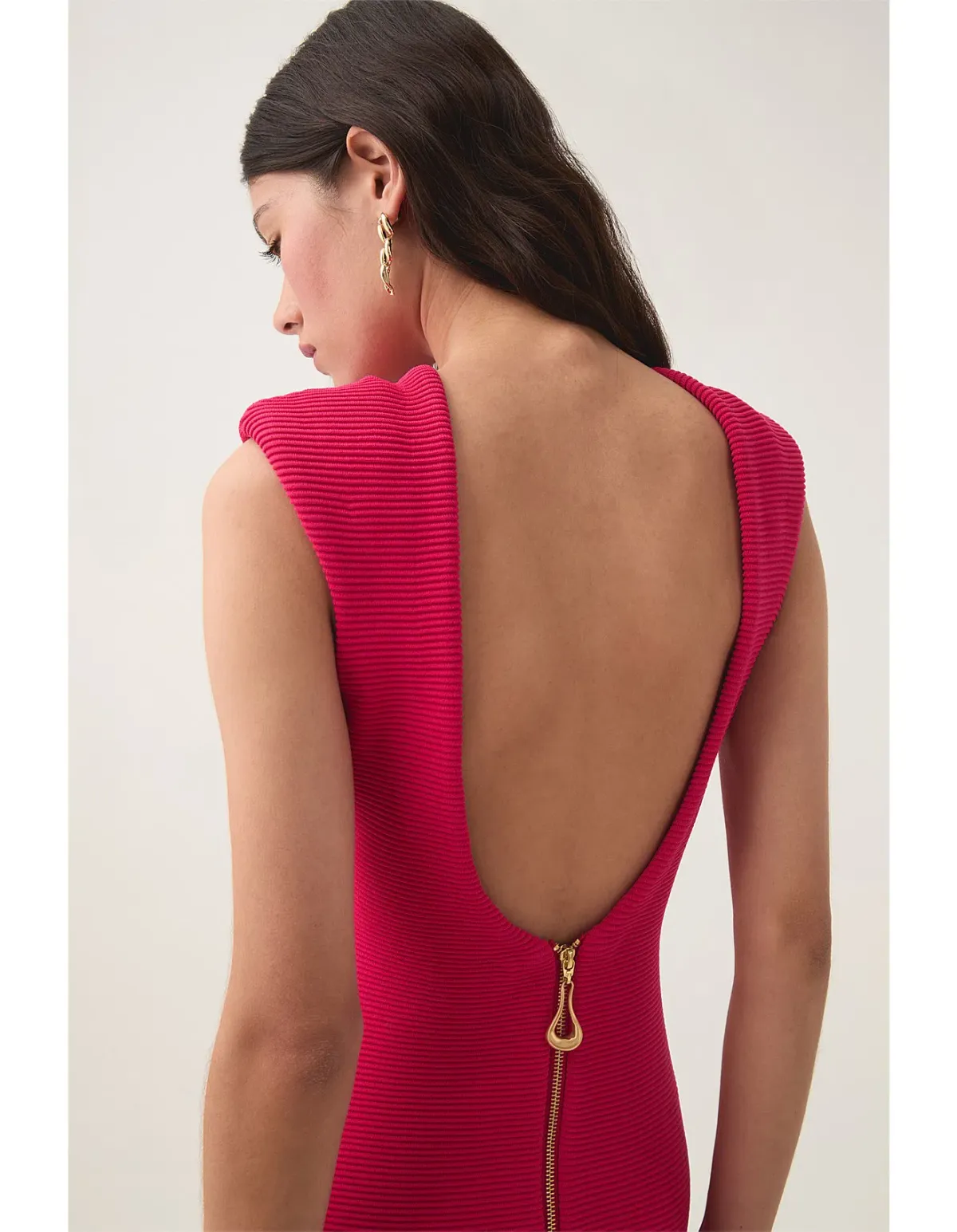 Aje / Rushes Raffia Knit Midi / Deep Fuchsia/ size Small (8) - Image 5