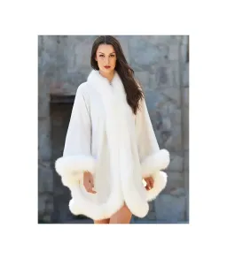 Fur Hat World - Cashmere Cape with Fox Fur Trim - Ivory - O/S for rent on The Volte - image 5