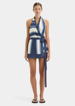 Sir The Label Dazed Wrap Halter Mini Dress Blue Studio Print Size 2 / AU 10 for rent on The Volte - image 1