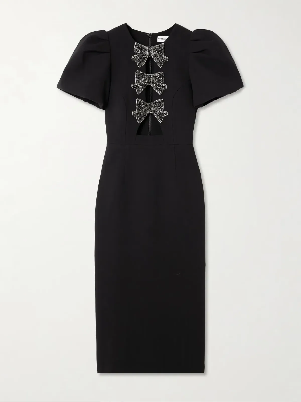Rebecca Vallance Eliana Puff Sleeve Midi Dress Black Size 12 - Image 3