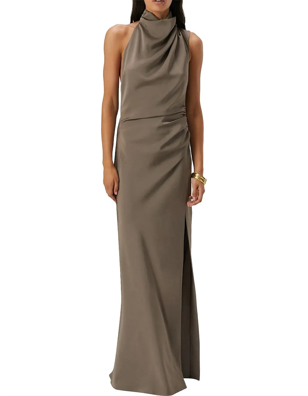 MISHA Constantina Satin Gown in Iron Grey, Size M / 10 - Image 3